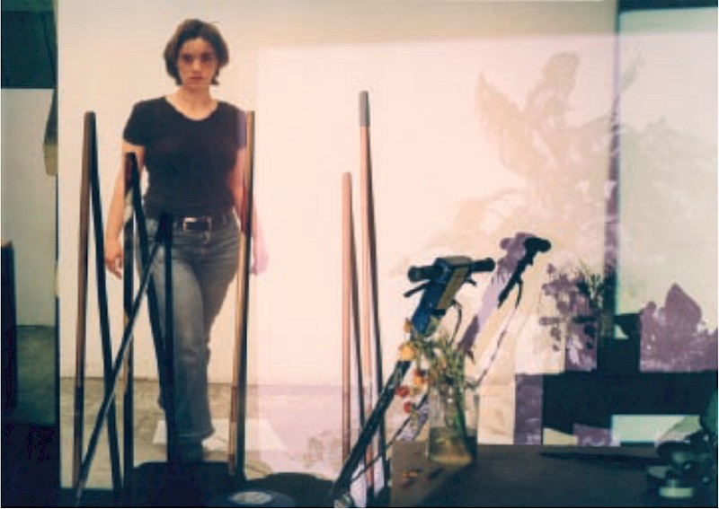 Untitled (self-portrait with cleaning supplies and flowers)